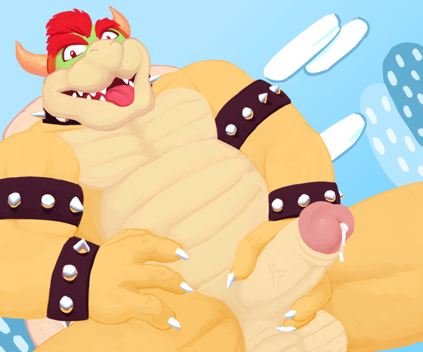 1boy anthro balls biceps bowser chubby close-up collar cum cum_on_penis dragon erection furry furry_only hair hicanyoumooforme horn king koopa looking_at_viewer looking_down male male_only manly mario_(series) masturbation muscles nintendo nude open_mouth orgasm outside pecs penis precum reptile royal_rod royalty scalie sharp_claws sharp_teeth short_hair sitting smile solo spikes spread_legs spreading super_mario_bros. teeth tongue tongue_out turtle vein veiny_penis video_games