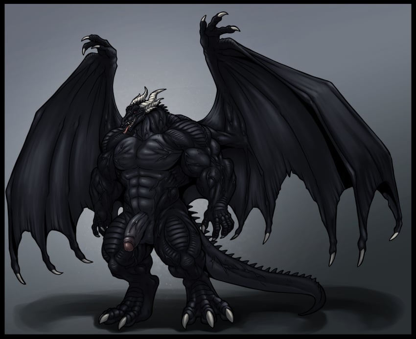 black_dragon dragon humanoid_penis lizard male_only neodokuro penis reptile scalie wings