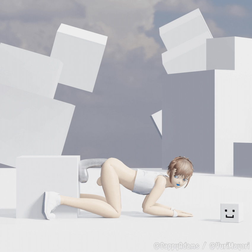 1boy 2023 3d anal animated arnas_atakiyo_(cappyadams) blender blender_(software) blender_eevee blue_eyes blue_tongue brown_hair bulge cappyadams_(artist) clothed clothed_sex cube cuby_(cappyadams) default_cube femboy femboy_on_cube high_resolution highres male male_only penis penis_in_ass short_hair untextured_cube watermark what white_clothing yaoi