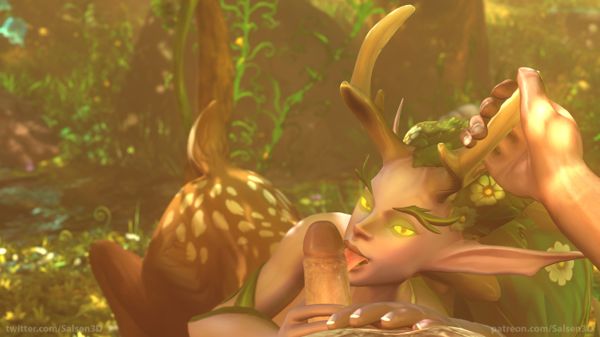 1boy 1girls 2020 3d alliance_(warcraft) blizzard_entertainment blowjob deer_taur dryad dryad_(warcraft) fellatio female lunara male monster_girl oral pov salsen3d taur warcraft world_of_warcraft