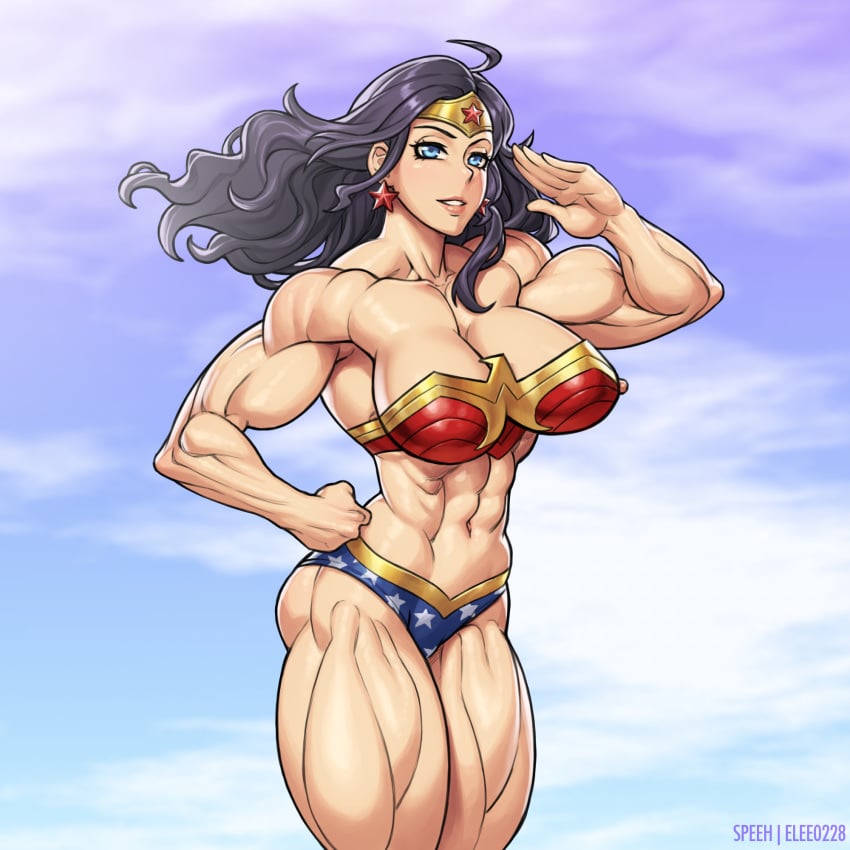 1girls abs big_breasts breasts cleavage dc_comics diana_prince elee0228 extreme_muscles female female_only large_breasts looking_at_viewer muscles muscular muscular_female solo thick_thighs thighs wonder_woman wonder_woman_(series)