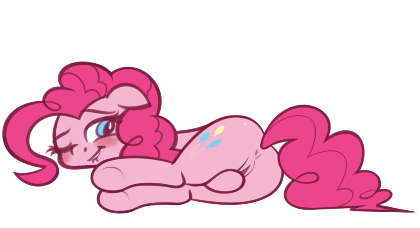 anus biting_lip blush cutie_mark equine female friendship_is_magic fur furrgroup hair hooves horse looking_back mammal masturbation my_little_pony one_eye_closed pink_fur pink_hair pinkie_pie_(mlp) pony pussy simple_background smile solo straight_hair teeth white_background