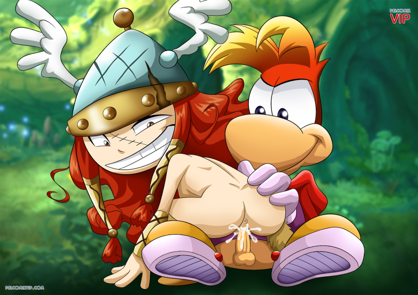 1boy 1boy1girl 1girls barbara_(rayman) bbmbbf cum cum_in_pussy cum_inside female hair headgear helmet long_hair male palcomix palcomixvip.com rayman rayman_(series) rayman_legends red_hair sex vaginal_penetration