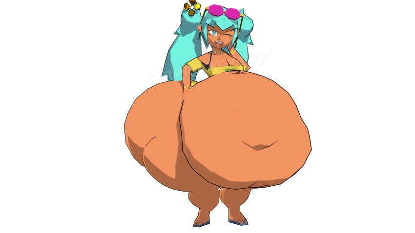 1girls bbw big_breasts bottomless brazilian_miku cleavage fat fat_belly hatsune_miku huge_ass huge_belly hyper hyper_belly morbidly_obese morbidly_obese_female obese obese_female sandals tan_body tanned tanned_skin wide_hips winking_at_viewer