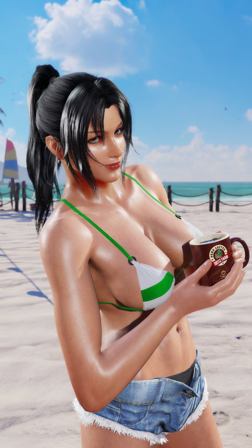 1girls 3d ass azucena_milagros_ortiz_castillo bandai_namco beach big_ass big_breasts breasts brown_eyes brown_hair curvy curvy_female curvy_figure dark-skinned_female dark_skin earrings female female_only hair_ornament huge_breasts latina medium_hair mod namco peruvian peruvian_female pose seductive solo standing sweat tanned tekken tekken_8 thick_thighs video_game_character voluptuous voluptuous_female wide_hips