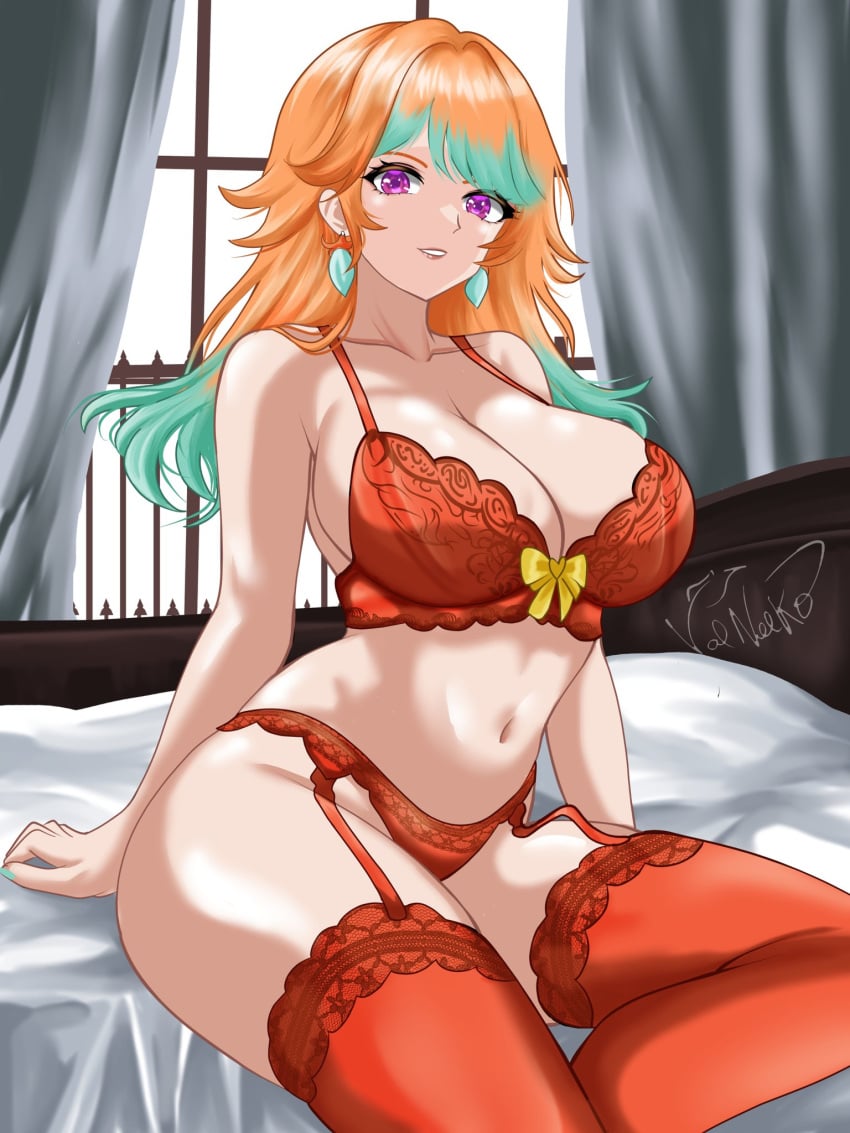 1girl 1girls 2d ass bed bedroom big_ass big_breasts big_butt boobs_bigger_than_head breasts breasts_bigger_than_head earrings ginger ginger_hair hololive hololive_english hololive_myth lingerie lingerie_only orange_hair purple_eyes smile smile_at_viewer smiling smiling_at_viewer tagme takanashi_kiara thick_ass thick_thighs thighhighs thighs thighs_bigger_than_head valneeko virtual_youtuber voluptuous voluptuous_female