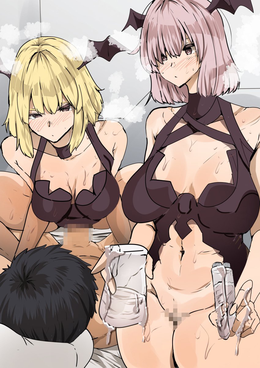 1boy 1boy2girls 2girls 2girls1boy alternate_costume alternate_outfit areola areolae bat_wings bed bedroom bedroom_setting belly belly_button big_breasts big_breasts big_nipples big_penis bikini_top black_bikini_top black_bra black_clothes black_eyes black_hair black_outfit blonde_eyebrows blonde_female blonde_hair blonde_hair blonde_hair_female blush blush blush_lines blushing_at_partner blushing_profusely bra breasts breasts breasts_apart breath censored censored_penis censored_pussy censored_vagina closed_mouth clothes collecting_cum covered_areola covered_areolae covered_breasts covered_nipples cowgirl_position cum cum_on_hand cum_on_hands curvaceous curvaceous_body curvaceous_female curvaceous_figure curvaceous_hips curvaceous_thighs curvy curvy_body curvy_female curvy_figure curvy_hips curvy_thighs draining erect erection exposed exposed_belly exposed_stomach eyebrows_raised faceless faceless_character faceless_male fat_breasts fate/apocrypha fate/grand_order fate_(series) femdom filled filling fujimaru_ritsuka_(male) furrowed_brow furrowed_eyebrows gray_background grey_background gudao halloween_costume hands_at_side hands_on_bed headband headwear holding holding_jug holding_object holding_test_tube holding_vial huge_boobs huge_breasts huge_nipples jeanne_d'arc jeanne_d'arc_(fate) jeanne_d'arc_(fate)_(all) jeanne_d'arc_(swimsuit_archer) jug large_boobs large_breasts leaking leaking_cum leaky legs_apart legs_open legs_spread legs_together light-skinned_female light-skinned_male light_skin long_hair looking_at_partner looking_to_the_side lying lying_down lying_on_back lying_on_bed malesub mash_kyrielight mashu mashu_kyrielight mashu_kyrielite milking mosaic_censoring mouth_closed naked naked_male nipple_bulge nipples nude nude_male object outfit overflow overflowing overflowing_cum partially_clothed partially_clothed_female penetrating penetration penis penis_out pillow plump_breasts purple_eyebrows purple_eyes purple_hair pussy pussy_penetration raised_eyebrows room sagging_breasts saggy_breasts semen semen_on_hands sex sexual_intercourse shielder shielder_(fate) shielder_(fate/grand_order) short_hair simple_background sperm spread_legs spreading spreading_legs squat squatting standing steam steaming steaming_body steaming_breath steaming_penis steaming_pussy steamy steamy_breath steamy_penis steamy_pussy stomach sweat sweatdrop sweating sweaty sweaty_body sweaty_thighs test_tube thick_cum thick_penis thick_semen thighs_together vagina vaginal_penetration vial vials visible_air visible_breath voluptuous voluptuous_female wall wall_(structure) white_bed yanagie_terasu_(yanagiettt)