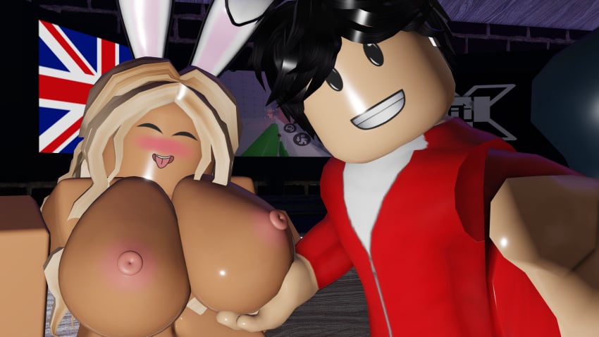 1boy 1girls 3d big_breasts blush boyfriend-girlfriend breasts bunny_ears cobeyblox couple holding_breast lilix_rr34 naked_female roblox roblox_avatar robloxian self_upload supernovaa55 tagme youtube youtuber