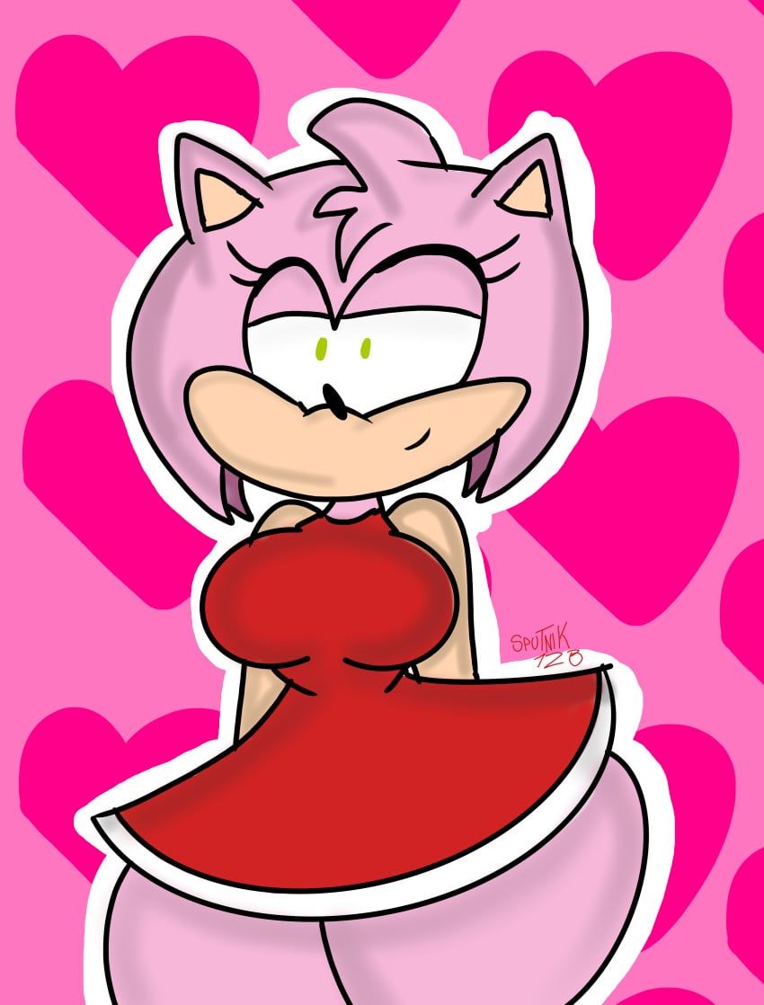 1girls 2d 2d_(artwork) 2d_artwork 3barts 4k 4k_resolution absurd_res absurdres aged_up alternate_body_type alternate_breast_size alternate_thigh_size amy_rose art black_nose dress dummy_thicc furry furry_only girly girly/female girly_clothing girly_girl green_eyes hearts hips hips_wider_than_shoulders muzzle pink_fur red_background red_dress sega simple_background simple_coloring simple_shading sonic_(series) sonic_the_hedgehog_(series) sputnik123 stolen_art thick_outline thick_thighs thicx traced triangular_ears video_game video_game_character video_game_franchise video_games white_stripe