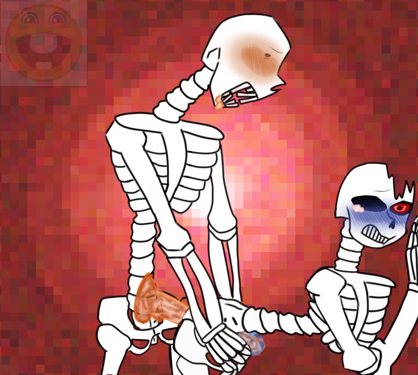 2boys blush brothers from_behind from_behind_position horrorcest horrortale incest male male_only male_penetrated papyrus sans standing tears undertale