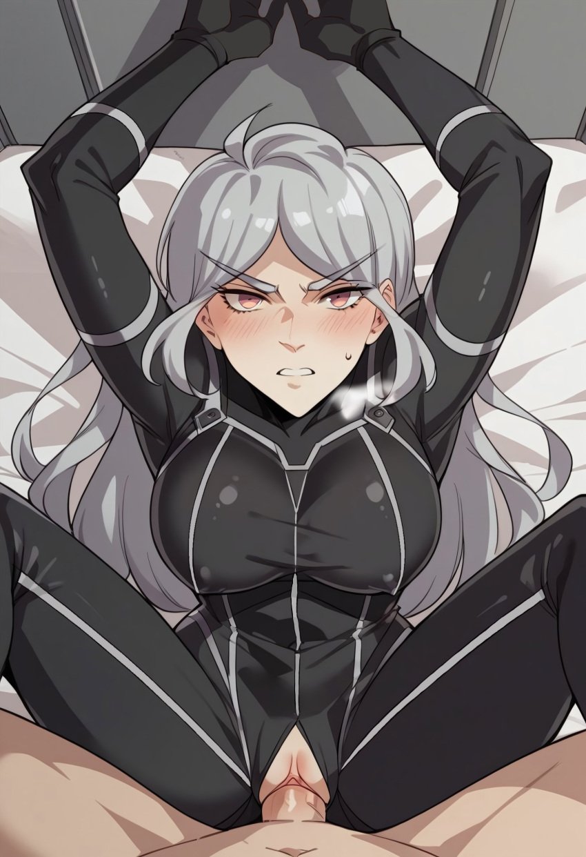 ai_generated bodysuit ceremon_vaughan grey_hair missionary missionary_position missionary_sex rein_(unordinary) self_upload sex silver_hair unordinary vagina vaginal_penetration vaginal_sex webcomic_character webtoon webtoon_waifu