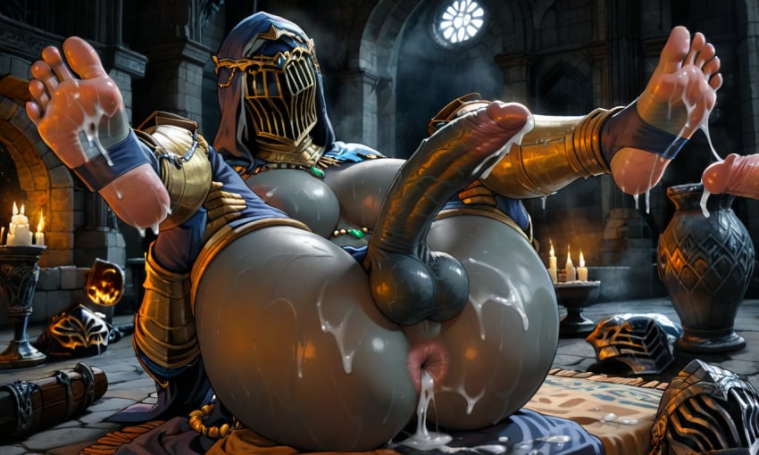 ai_generated cum dancer_of_the_boreal_valley dark_souls dark_souls_3 feet futanari mcgold4553