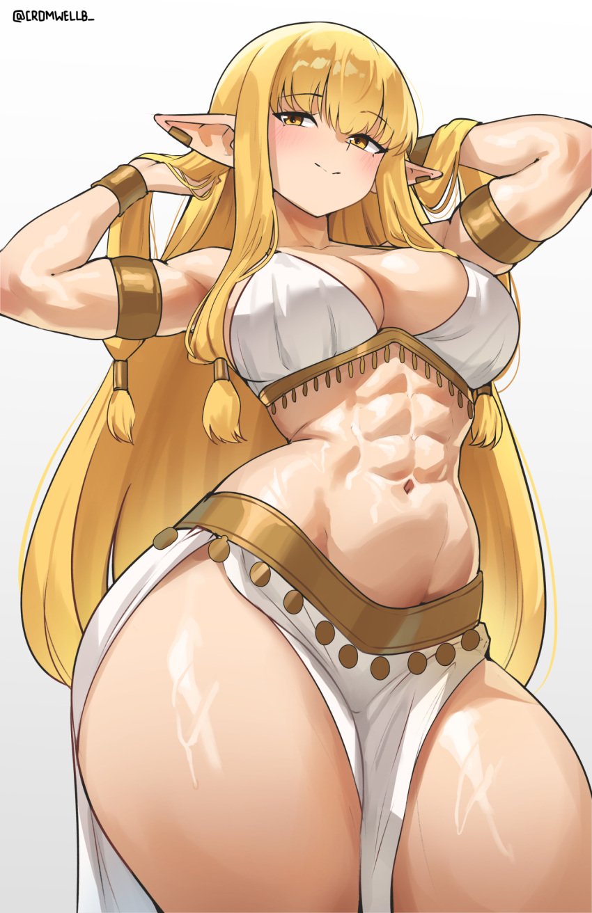 1girls abs breasts cromwellb elf elf_ears elf_female female female_focus female_only large_breasts light-skinned_female light_skin muscular_female serie_(sousou_no_frieren) solo sousou_no_frieren thick_thighs thighs wide_hips