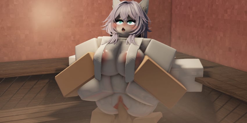 big_breasts big_penis demon_boy fox_girl full_nelson roblox robloxian sauna_sex towel_over_breasts