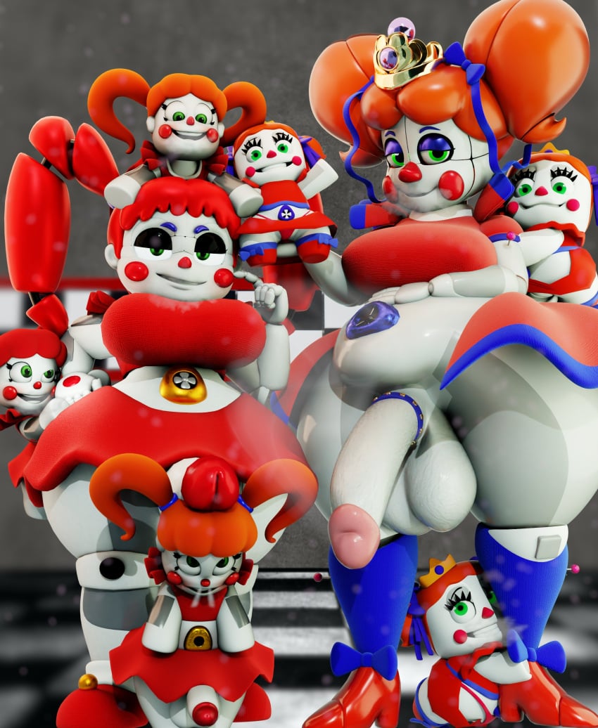 3d animatronic big_cock big_cocks bow bow_in_hair bow_ribbon circus_baby circus_baby_(fnaf) circus_booby circus_queen_(justaperson) clown clown_girl crown dick_on_head dickgirl five_nights_at_freddy's five_nights_at_freddy's:_sister_location futanari ginger ginger_hair huge_cock huge_cocks jordevoir orange_hair plush plush_baby plush_booby plush_princess_(justaperson) plushie red_hair robot robot_girl sister_location steam steaming_body steamy sweaty_balls sweaty_body tiara white_skin white_skin_(monochrome)