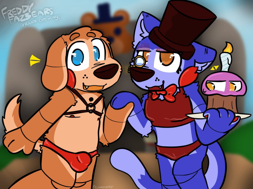 1boy 1boy1girl 1girls advertisement animatronic anthro anthro_female anthro_male anthro_only bdsm_gear bdsm_harness bdsm_outfit blue_body blue_eyes blue_fur bondage_gear bondage_harness bondage_outfit boner bow_tie bowtie brown_body brown_eyes brown_fur building bulge candle canine canine clothed clothing crop_top croptop cupcake cupcake_(fnaf) domestic_cat domestic_dog dug_(trtf) duo duo_focus ear_down erect_penis erection erection_under_clothes eyeshadow fangame fangame_character feline feline felixmcfurry female five_nights_at_freddy's fnaf freddy_fazbears_(location) fully_clothed fully_clothed_anthro fully_clothed_female fully_clothed_male fur furry furry_female furry_male furry_only harness hat holding_hand holding_hands joints knee_up male monocle nipples_visible_through_clothing no_sex orange_eyes orange_mouth outdoors outside pizzeria plate questionable red_bowtie red_cheeks red_crop_top red_eyeshadow red_speedo revealing_clothes revealing_clothing revealing_outfit robot sfw speedo speedo_only sugar_(trtf) suggestive the_return_to_freddy's top_hat tophat