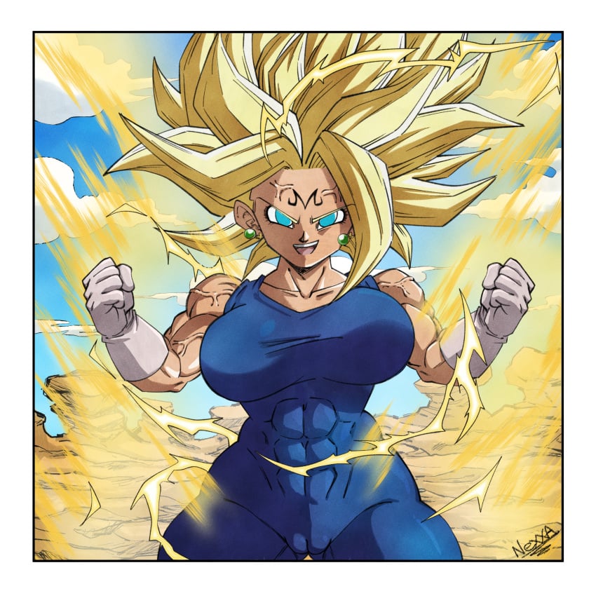 1girls abs ass_visible_through_thighs aura big_breasts blue_eyes bodysuit bouncing_breasts breasts busty cameltoe cleavage coffeenexxa corruption dragon_ball dragon_ball_super dragon_ball_z electricity evil_grin female_only female_saiyan fusion gloves kefla majin_mark mind_control muscular_arms muscular_female muscular_thighs nexxa potara_earrings powering_up skin_thight skin_tight skinsuit skintight skintight_bodysuit spiked_hair super_saiyan_2 takeover thick_thighs thighs thunder_thighs toned_female universe_6 veins veiny_muscles wide_hips