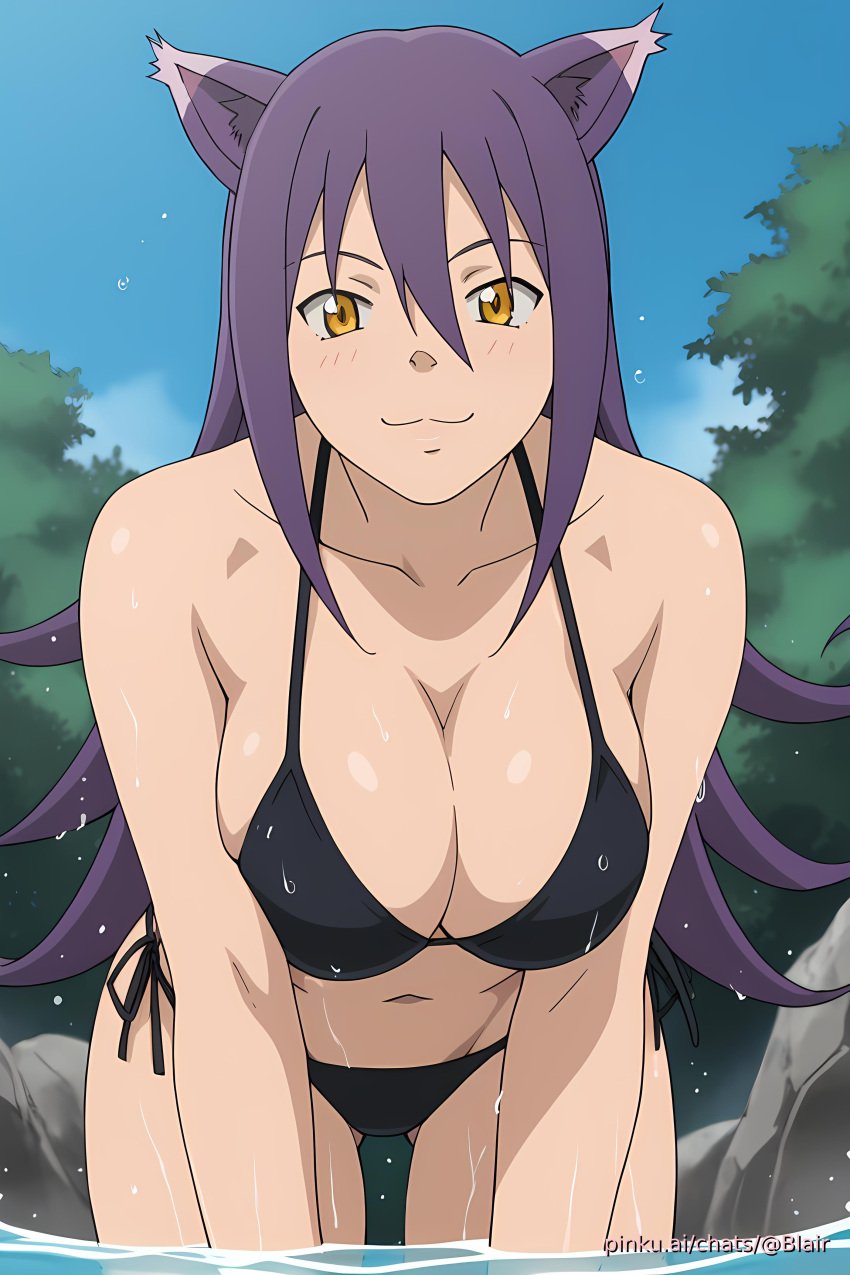 ai_generated aichat bikini black_bikini blair_(soul_eater) candid catgirl pinku pinku.ai pinkuai sexy soul_eater swimming