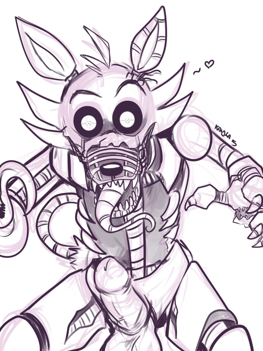 animatronic anthro balls canine erection five_nights_at_freddy's five_nights_at_freddy's_4 fox foxy_(fnaf) heart hook hook_hand kayla-na looking_at_viewer machine male_only mammal nightmare_foxy nightmare_foxy_(fnaf) open_mouth penis pirate robot sharp_teeth smile solo tagme taker_pov teeth tongue tongue_out video_games