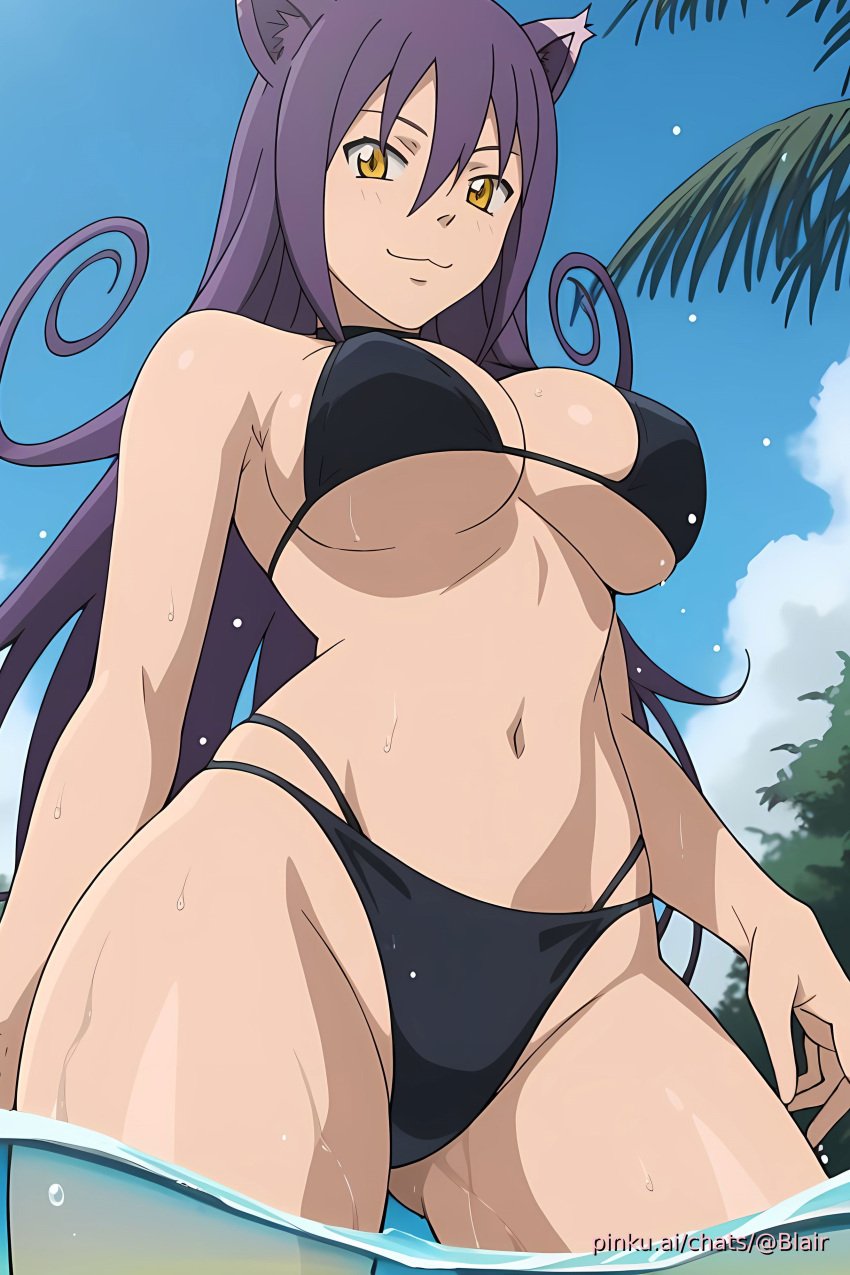 ai_generated aichat bikini black_bikini blair_(soul_eater) candid catgirl pinku pinku.ai pinkuai sexy soul_eater swimming