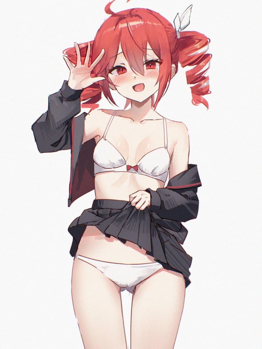 1girls artist_request blush flat_chest kasane_teto looking_at_viewer red_hair vocaloid