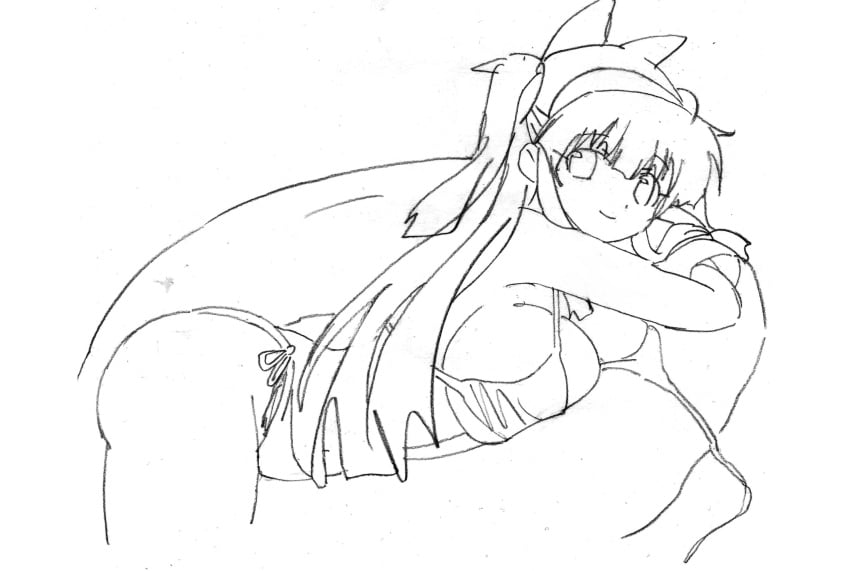 1girls alternate_hairstyle arm_support ass big_ass big_breasts bikini bikini_top_pull breast_press breasts bursting_breasts busty cleavage cute fat_ass female female_only from_side hair_ribbon highres king_of_fighters large_breasts legs long_hair looking_at_viewer lying monochrome nakoruru on_stomach pool pose posing ribbon samurai_shodown sensual side-tie_bikini_bottom sideboob sketch smile snk solo swim_ring swimsuit teasing thighs traditional_media traditional_media_(artwork) twintails untied_bikini very_long_hair voluptuous water