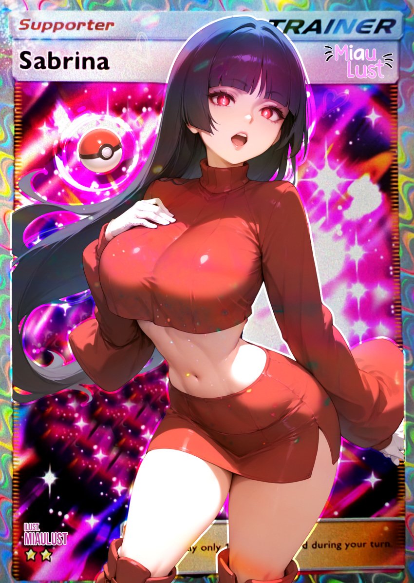 ai_generated card miaulust natsume pokemon pokemon_dppt pokemon_sm pokemon_tcg pokemon_trainer sabrina_(pokemon) trading_card