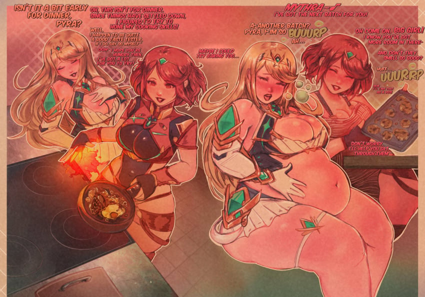 bbw belly big_belly big_breasts burp burping fat feederism metrack mythra newmetrack obese obese_female overweight overweight_female pyra ssbbw tight_clothing weight_gain xenoblade_(series)