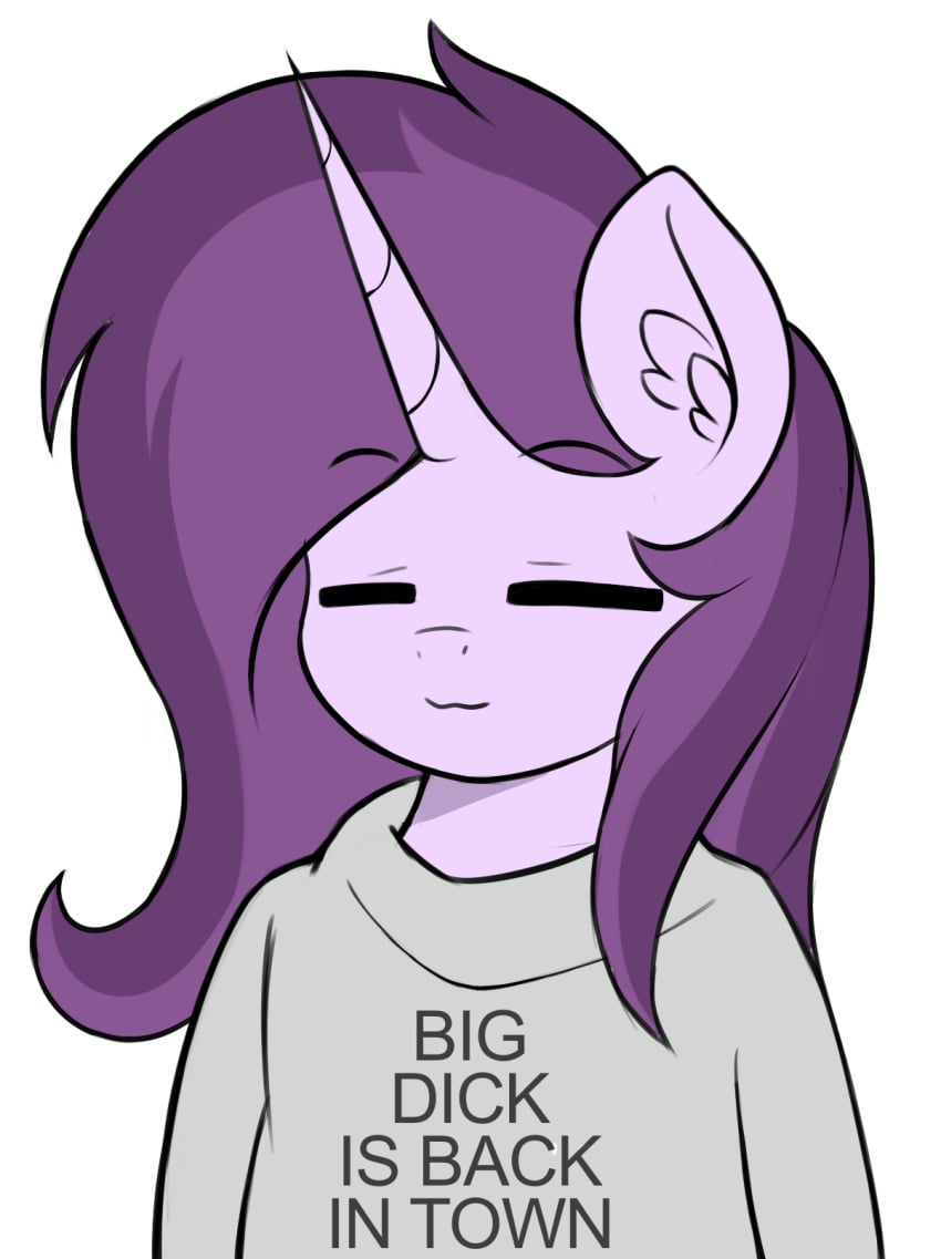 1boy 1femboy anthro big_dick_is_back_in_town czu czupone english_text femboy feminine_male friendship_is_magic hasbro hi_res horn meme my_little_pony original_character png purple_fur purple_hair smug smug_face solo solo_femboy solo_focus solo_male sweater text transparent_background unicorn unicorn_horn