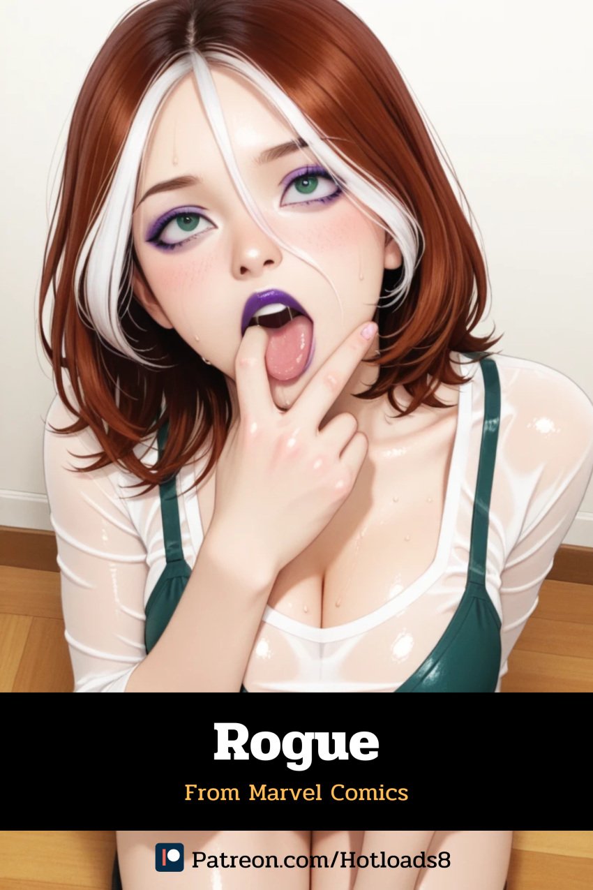 ai_generated anna_marie hotload-8 marvel_comics open_mouth patreon rogue text