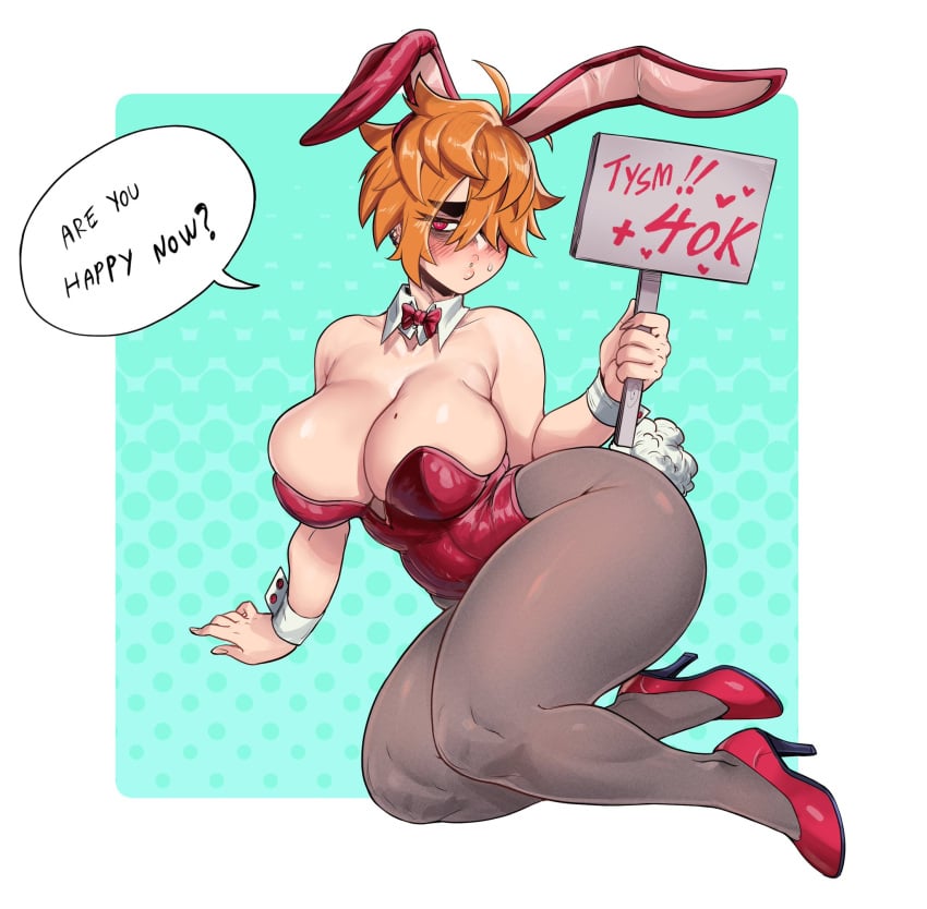 1boy 1girl 1girls ? ass aunt aunt_hellen_(insouwu) belly big_ass big_breasts big_butt blush blushing boobs breasts bunny_costume bunny_ears bunny_suit bunny_tail bunnygirl bunnysuit butt child_bearing_hips chubby chubby_female ear_piercing ear_piercings earring earrings eyebags flustered hag holding_sign insouwu massive_breasts mature mature_female milf mole mole_on_breast oc one_eye_covered orange_hair original_character piercing piercings red_eyes short_hair sweat sweatdrop text text_bubble thick thick_ass thick_butt thick_hips thick_legs thick_lips thick_thighs thigh_highs thighhighs tomboy tomboy_milf