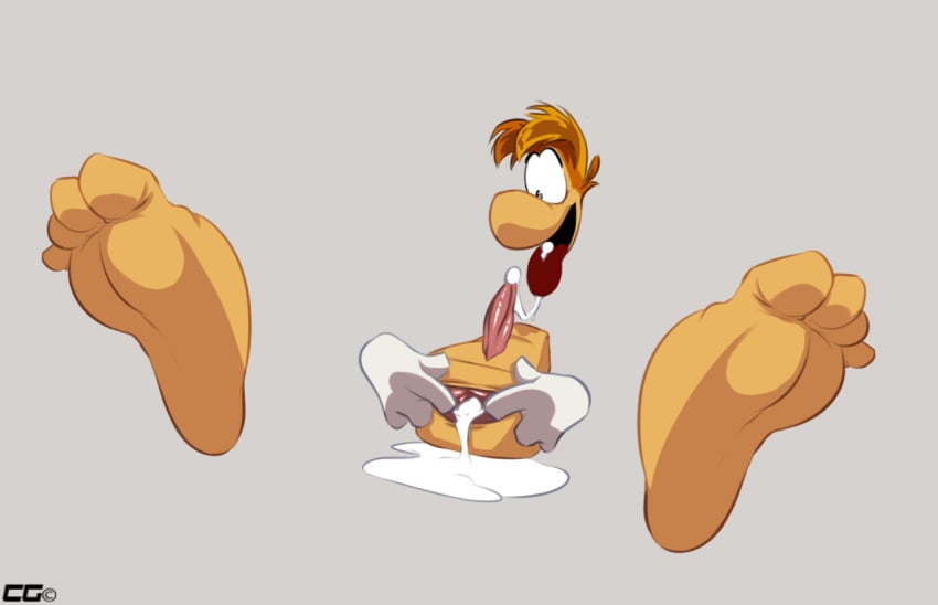 1boy anus crazedg cum cum_inside erection gay hair male open_mouth penis rayman rayman_(series) solo tongue_out