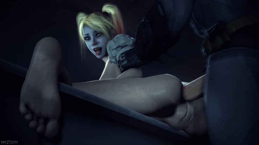 1boy 1girls 3d ahe_gao ahegao ahegao_face anal anal_sex animated ass barefoot batman batman:_arkham_knight batman_(series) blonde_hair blue_eyes bruce_wayne dc dc_comics defeated defeated_villainess dirty_soles facepaint feet female female_humiliation harley_quinn harley_quinn_(arkham) harley_quinn_(arkham_knight) human lipstick long_hair makeup male multicolored_hair myztsfm open_mouth penis pussy red_hair red_lipstick sex soles source_filmmaker teeth thighs tied_hair toes tongue tongue_out twintails