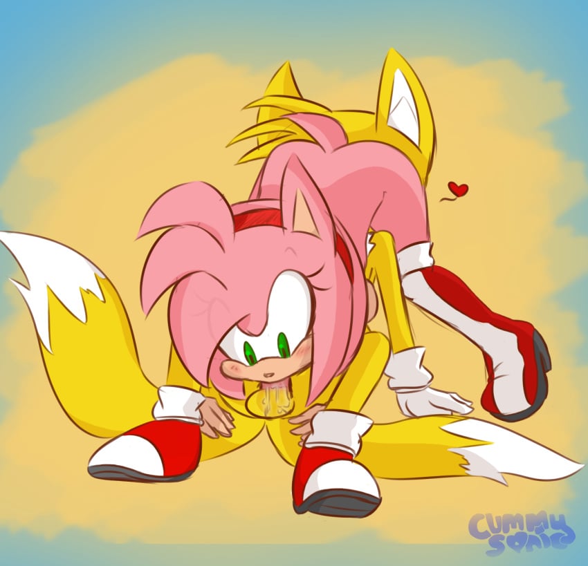 <3 69 amy_rose anthro balls blush cummysonic cunnilingus duo fellatio female footwear fur furry furry_only green_eyes handwear hearlesssoul heart hedgehog male male/female mammal mostly_nude naked nude oral penetration penis pink_fur sex sonic_(series) straight tail tails vaginal_penetration