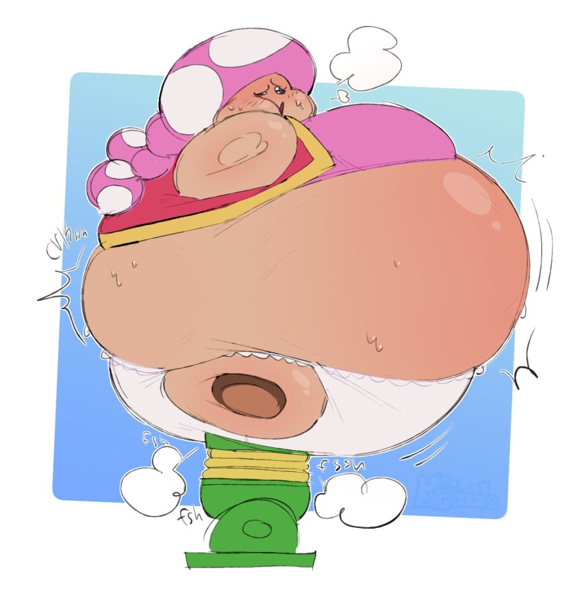 1girls air_inflation belly belly_inflation big_belly blush expansion female female_only huge_belly inflation kafrizzzle mario_(series) mob_face ready_to_pop simple_face solo spherical_inflation sunken_head sunken_limbs super_mario_bros. toadette