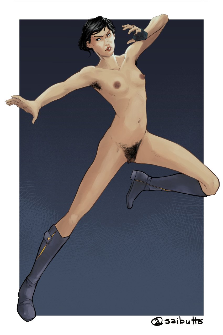 1girls action_pose armpit_hair armpits boots boots_only dishonored dishonored_2 emily_kaldwin empress female female_focus female_only flat_chest flat_chested fully_nude hairy_armpits hairy_pussy naked naked_female nude_female pubic_hair royalty saibutts_(artist) small_breasts