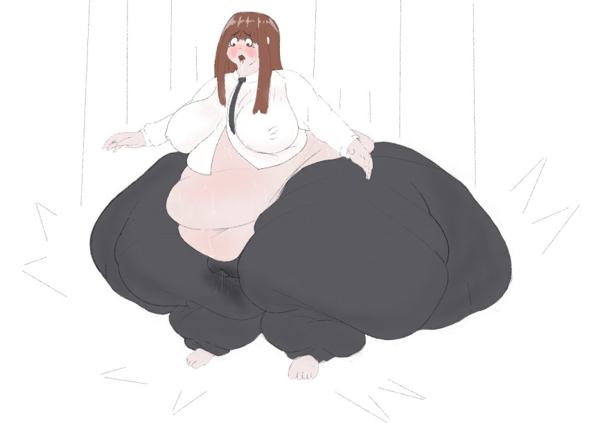 1girls ass belly belly_rolls brown_hair cellulite fat_rolls gabbadraws huge_ass huge_belly huge_thighs mizuki_(gabbadraws) pussy pussy_juice pussy_juice_drip thighs