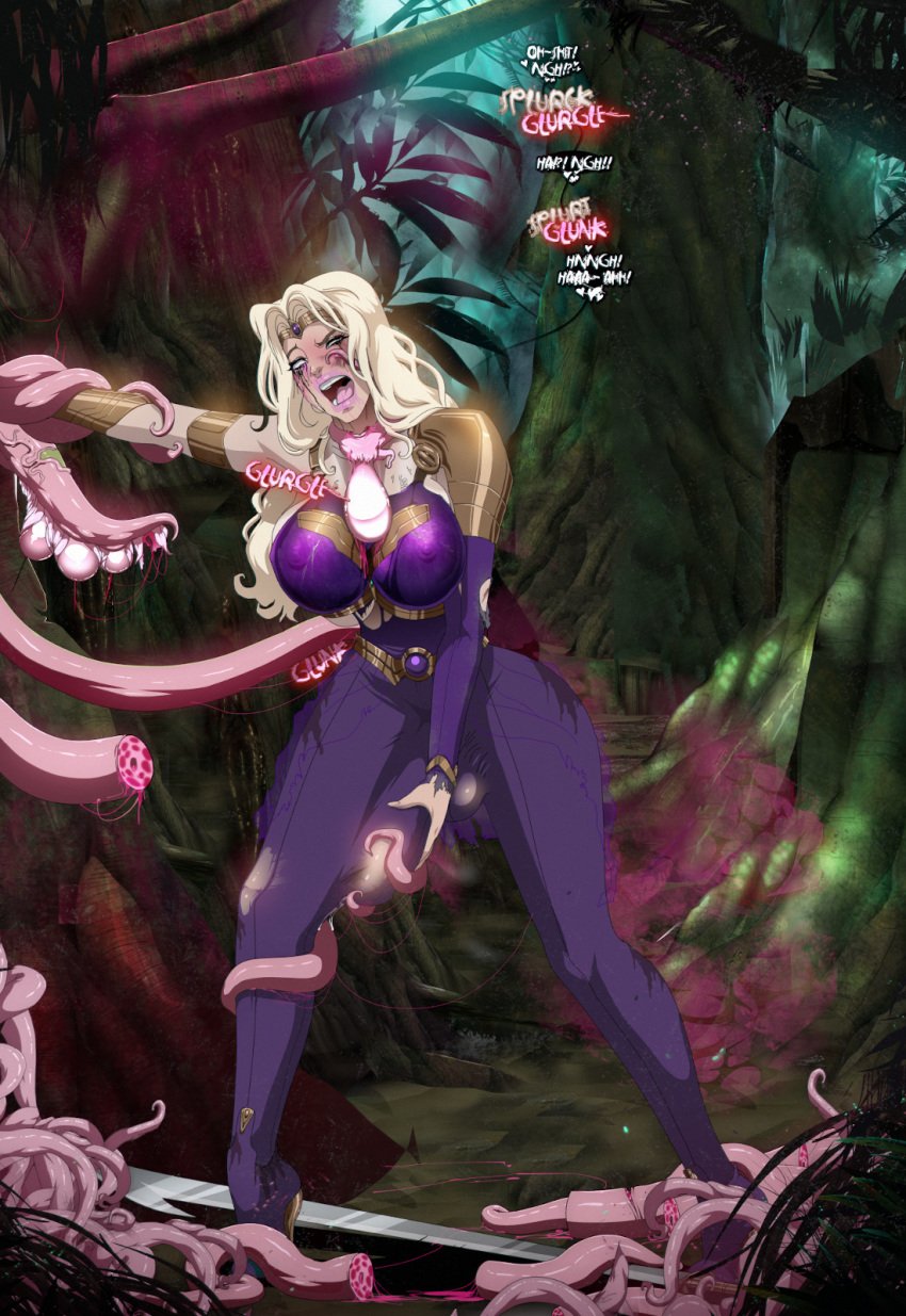 1futa amethyst:_princess_of_gemworld amethyst_of_gemworld armor balls balls_under_clothes bimbo blonde_hair crying dc dc_comics dirty futa_only futanari high_heels injection issue_69 lipstick makeup nipple_bulge nipples parasite penis penis_under_clothes plant princess_amethyst ruined_makeup sound_effect sword tentacle tentacle_grab tentacle_monster text text_bubble tiara torn_clothes