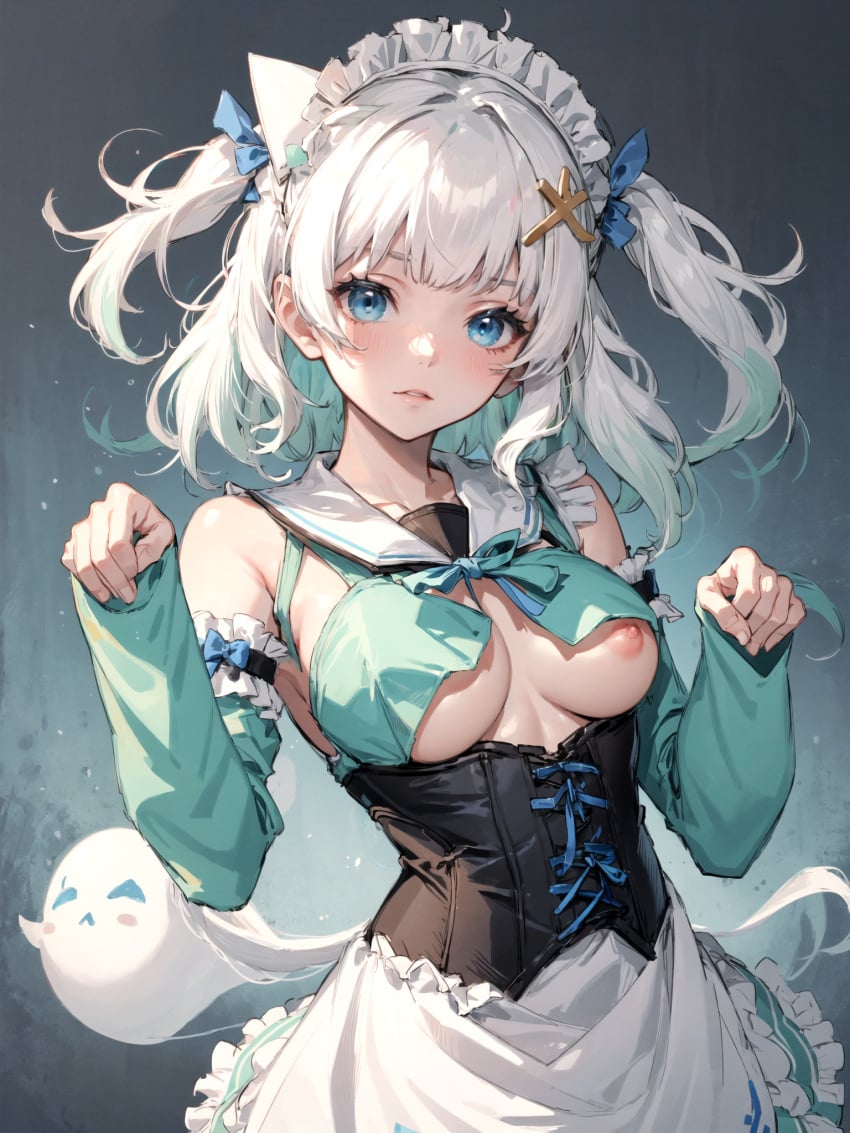 ai_generated breasts indie_virtual_youtuber maid_mint medium_breasts mint_fantome tagme virtual_youtuber