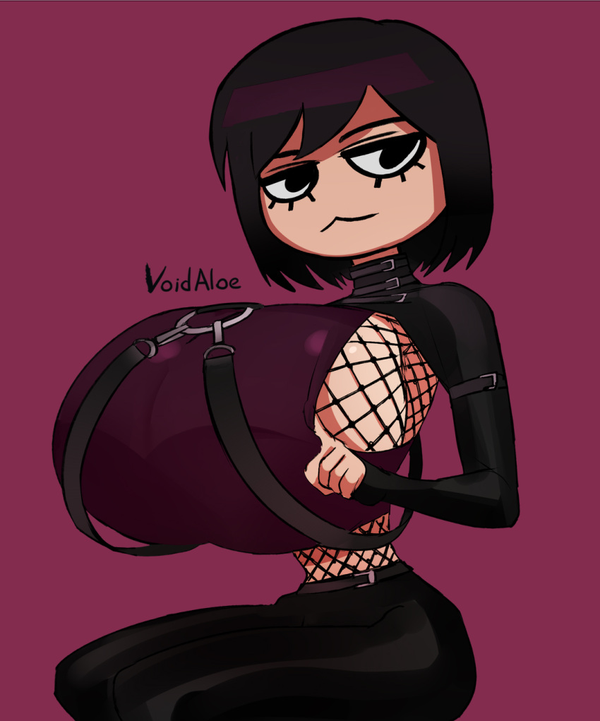 1girls breasts eyelashes female fishnets goth goth_girl huge_breasts leather tequila_(void_aloe) void_aloe