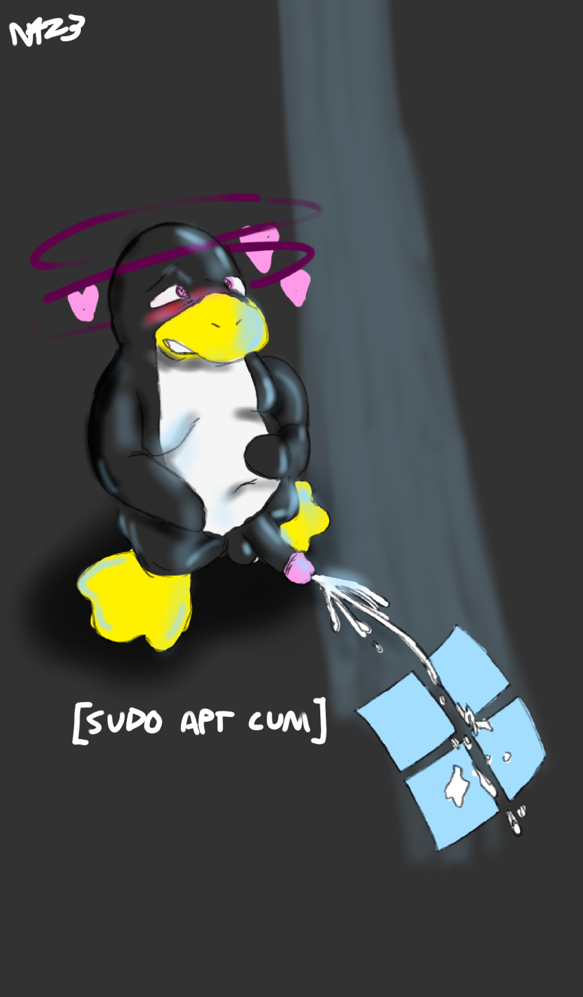 avian big_dick cumming cumshot erection furry linux looking_pleasured male male_focus male_only n4z3 orgasm penis slightly_chubby solo solo_focus solo_male tux_the_penguin wide_hips windows