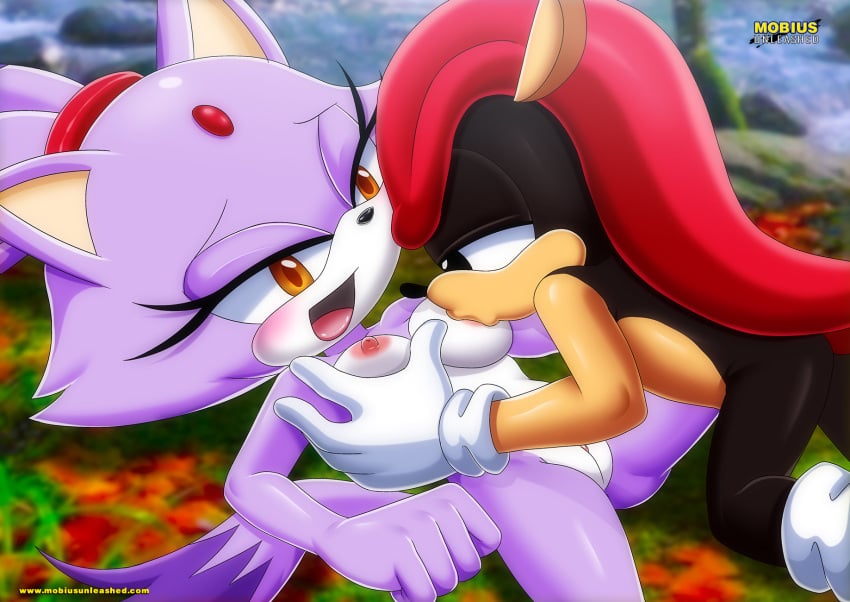 1boy 1girls anthro bbmbbf blaze_the_cat blush breast_sucking breasts female male male/female mighty_the_armadillo mobius_unleashed nipples nude open_mouth palcomix pussy sega sex sonic_(series) sonic_the_hedgehog_(series) tongue