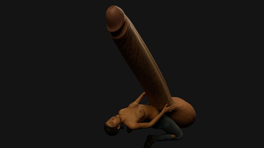 3d alyx_vance blacklight9699 futa_only futanari half-life:_alyx half-life_2 huge_cock hyper_penis neutral_background penis_expansion very_long_penis