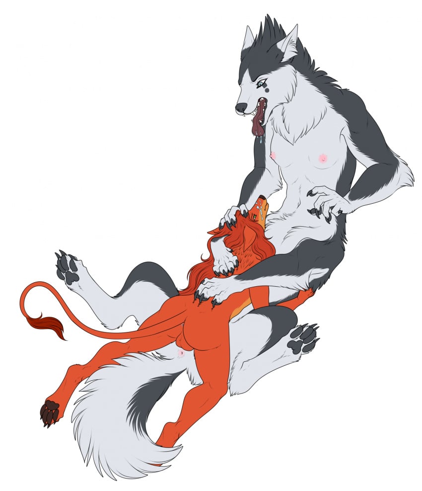 anthro anus big_dom_small_sub black_body black_fur bodily_fluids breasts canid canid_taur canine canine_taur canis dog_taur domestic_dog dominant duo female feralcata feralcatalyst fluffy fluffy_tail fur hi_res holding_head hug husky male mammal mammal_taur monodog nordic_sled_dog orange_body orange_fur paws penetration saliva size_difference small_breasts spit_on_face spitz tail taur tauric_creature vaginal_penetration white_body white_fur