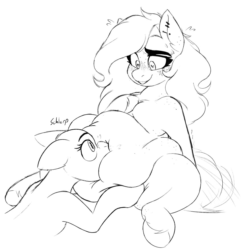 2girls belly belly_hold belly_overhang belly_play belly_worship chubby chubby_female female my_little_pony somefrigginnerd yuri