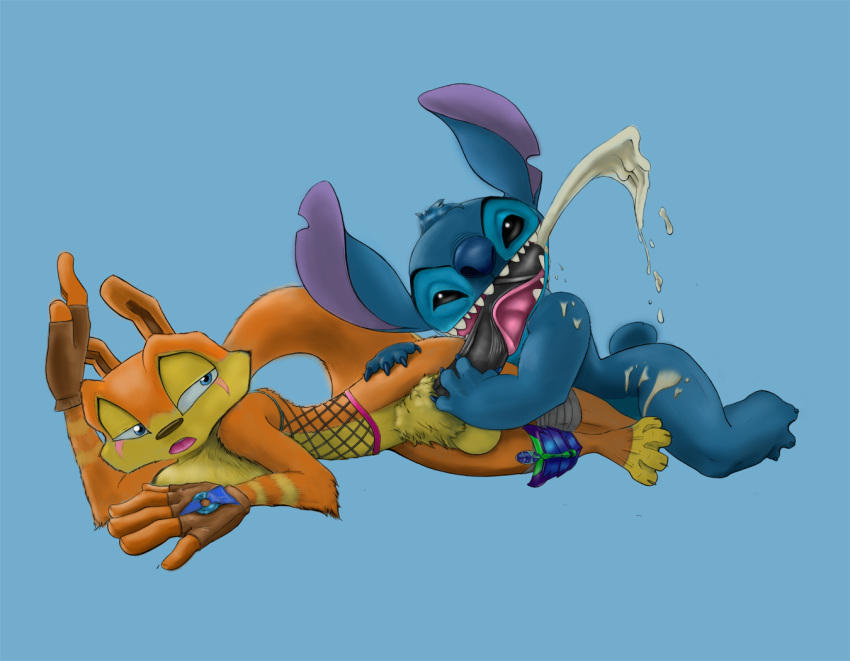 anthro crossover daxter disney experiment_(species) furry gay jak_and_daxter lilo_and_stitch male male_only penis stitch