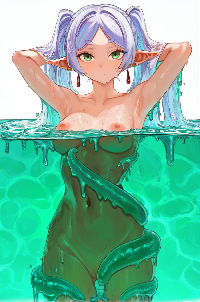 ai_assisted armpits frieren frieren_beyond_journey's_end naked plushyplant pool posing slime sweat tentacle water