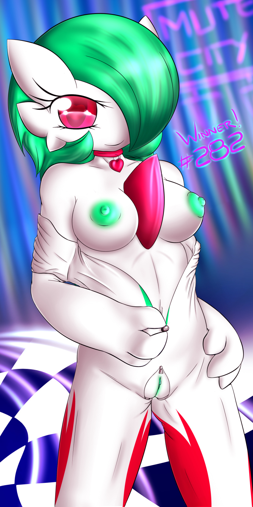 1girls breasts collar f-zero female female_gardevoir female_only fir3born gardevoir hair long_hair nintendo nipples pokemon pokemon_(species) pokemon_rse pussy solo video_games