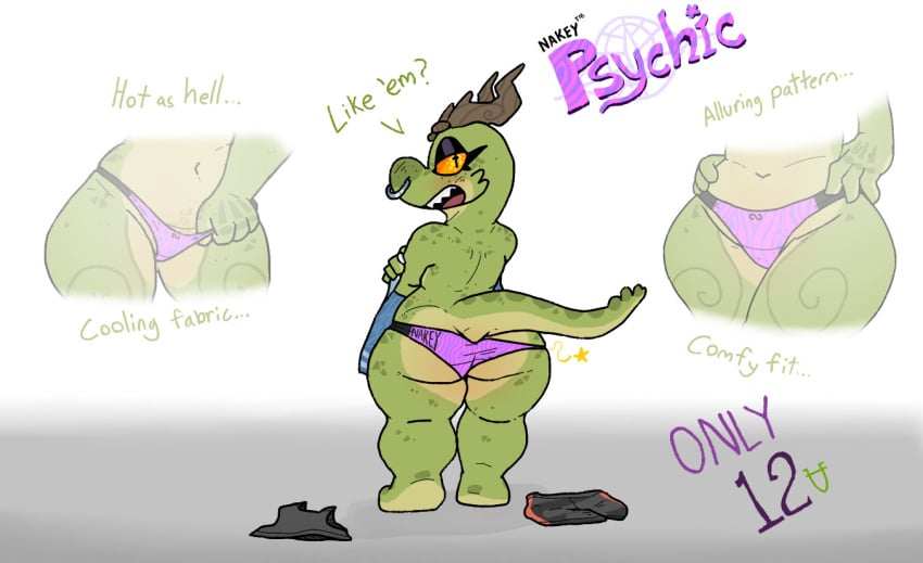 1girls amber_(squablodecomplash) angry ass female kobold panties squablodecomplash tagme topless