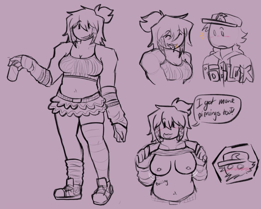 1boy 1girls blush breasts clothed deepseatrenches duo female flashing flashing_breasts forsaken_(roblox) guest_(roblox) happy hat headwear holding_object holding_soda lifting_shirt male nipple_piercing nipples no_color noob noob_(forsaken) noob_(roblox) open_mouth party_noob_(forsaken) piercing piercings ponytail roblox roblox_game robloxian scene_(fashion) shirt_lift skirt text text_bubble